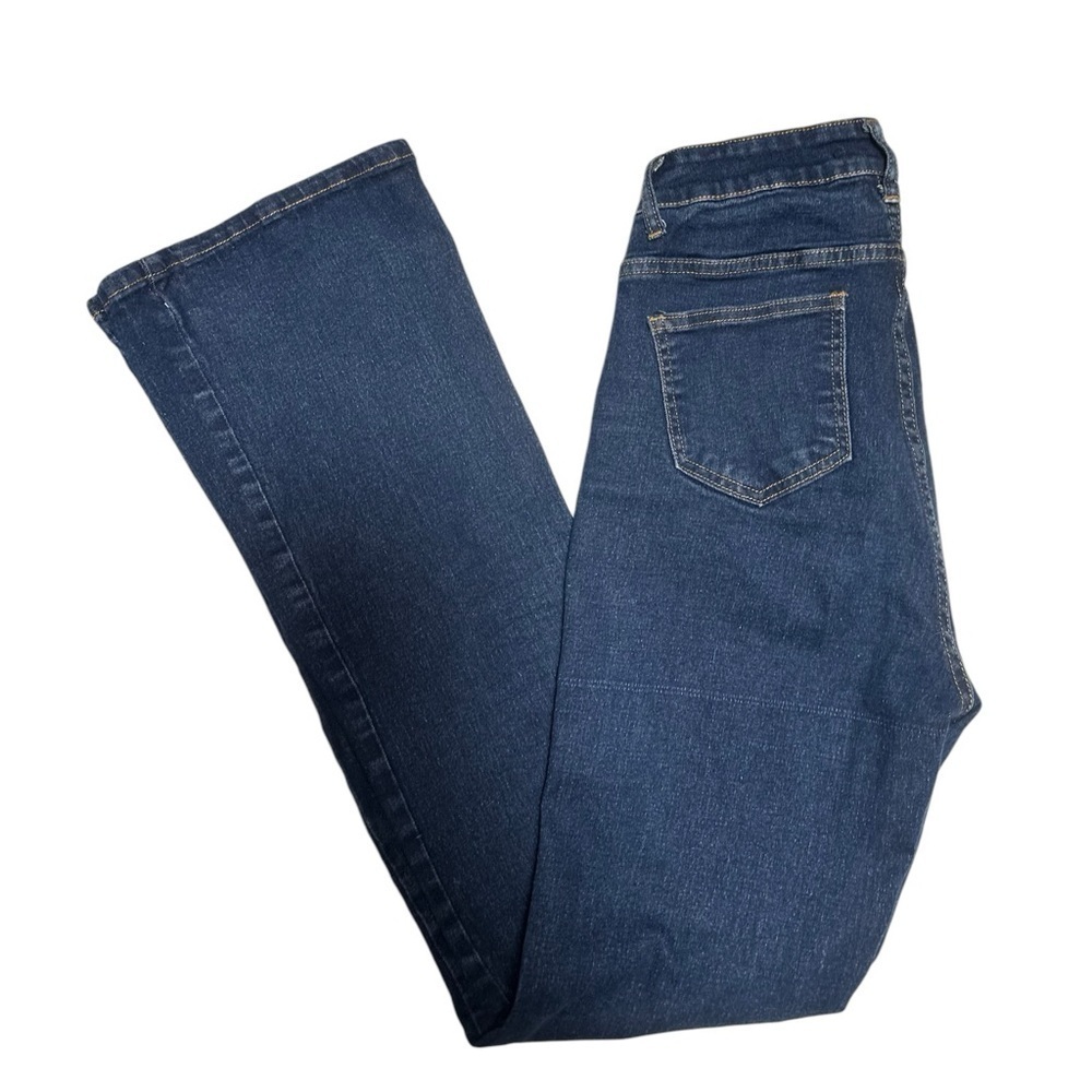 KDF High Rise Stretch Flair Blue Denim High Waisted Jeans - Picture 5 of 8